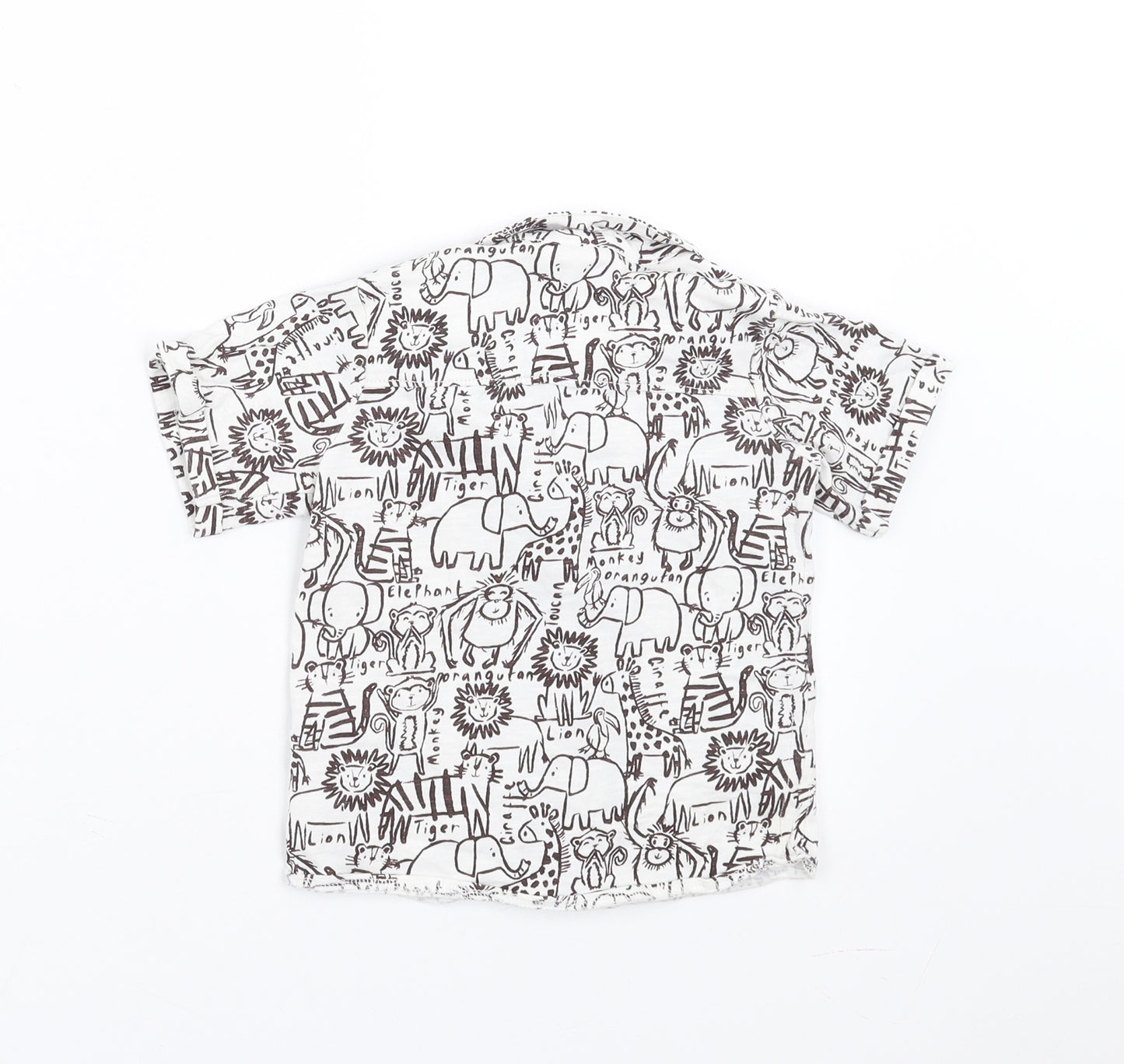 George Baby White   Basic Button-Up Size 9-12 Months  - Elephant Print