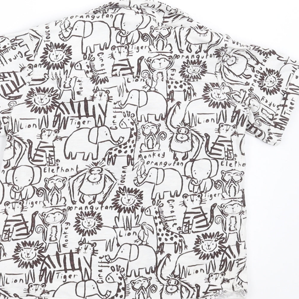 George Baby White   Basic Button-Up Size 9-12 Months  - Elephant Print