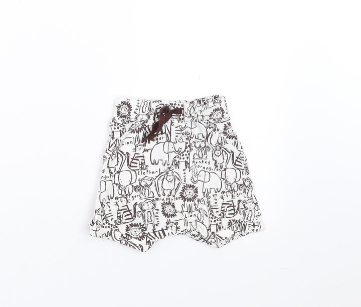 George Baby White Cropped Trousers Size 9-12 Months - Elephant Print shorts