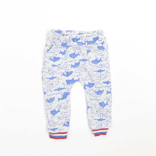 Sainsburys  Boys Grey   Jogger Trousers Size 9-12 Months  - shark