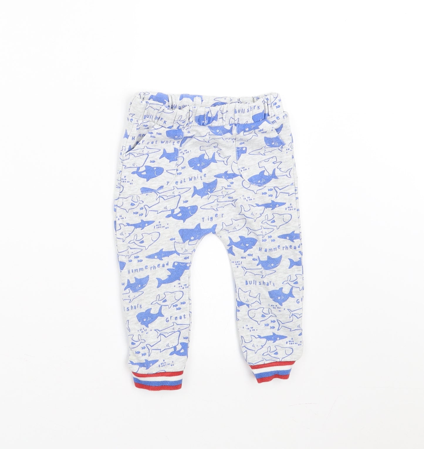 Sainsburys  Boys Grey   Jogger Trousers Size 9-12 Months  - shark