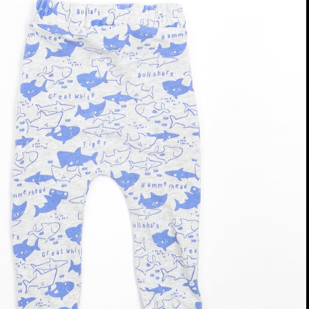 Sainsburys  Boys Grey   Jogger Trousers Size 9-12 Months  - shark