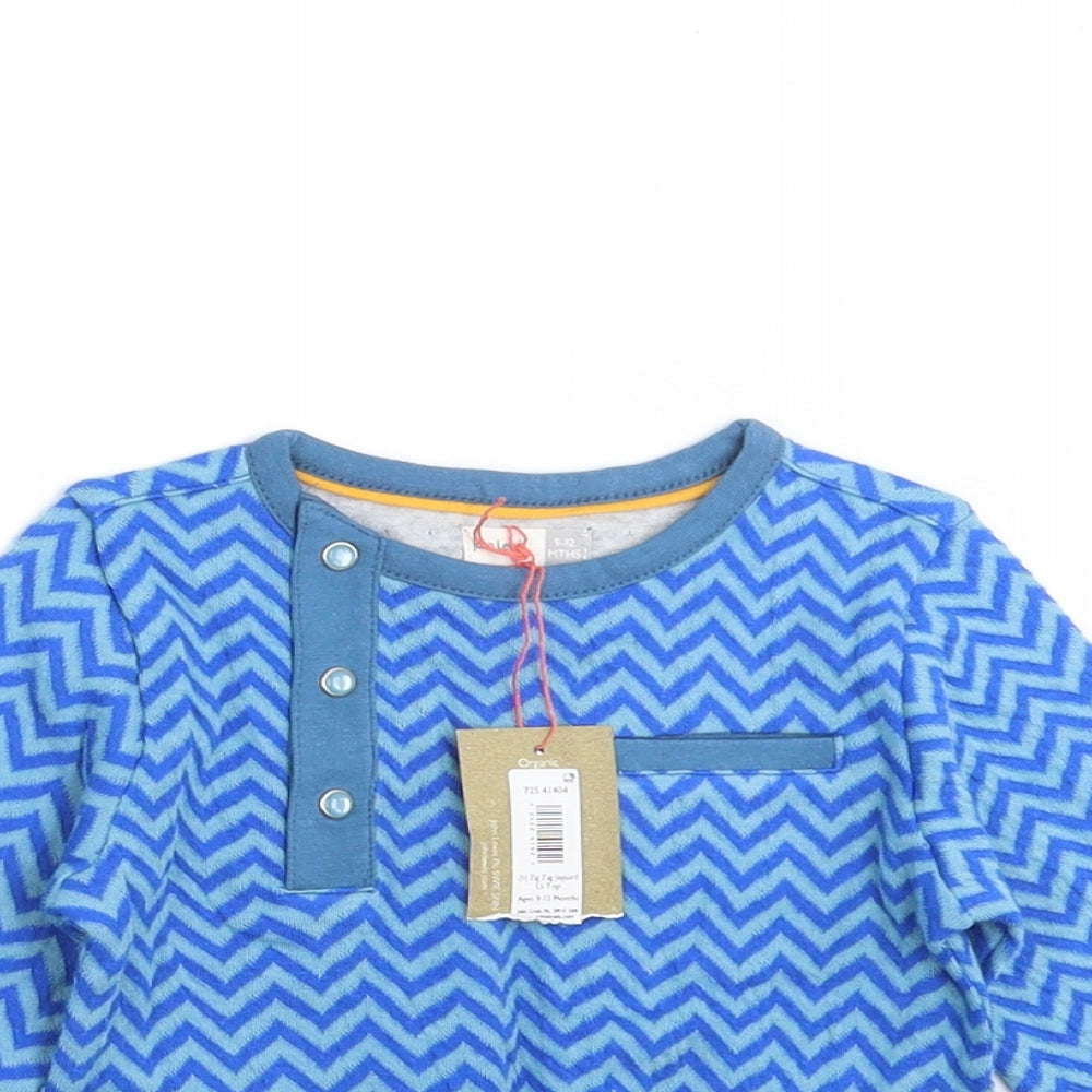 John Lewis Girls Blue Geometric  Pullover Jumper Size 9-12 Months