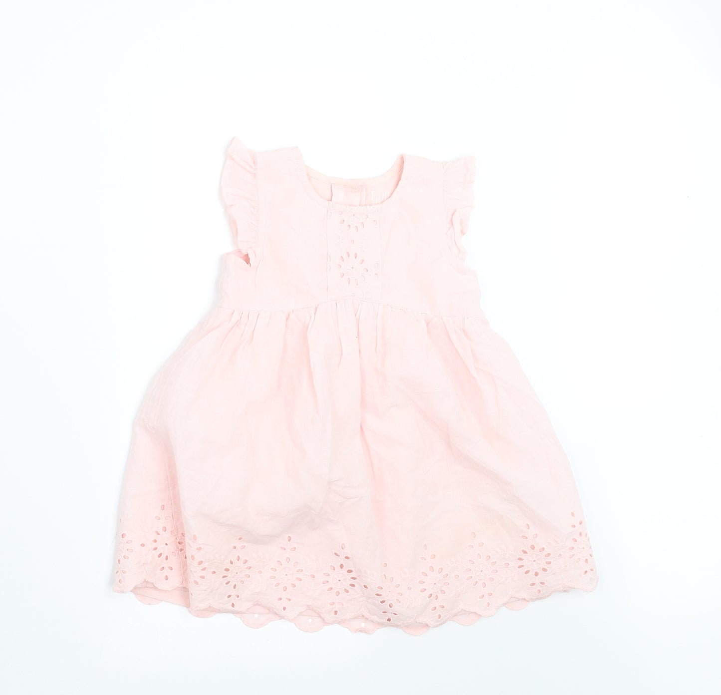 Lullaby Girls Pink Floral  Fit & Flare  Size 9-12 Months  - crochet detail