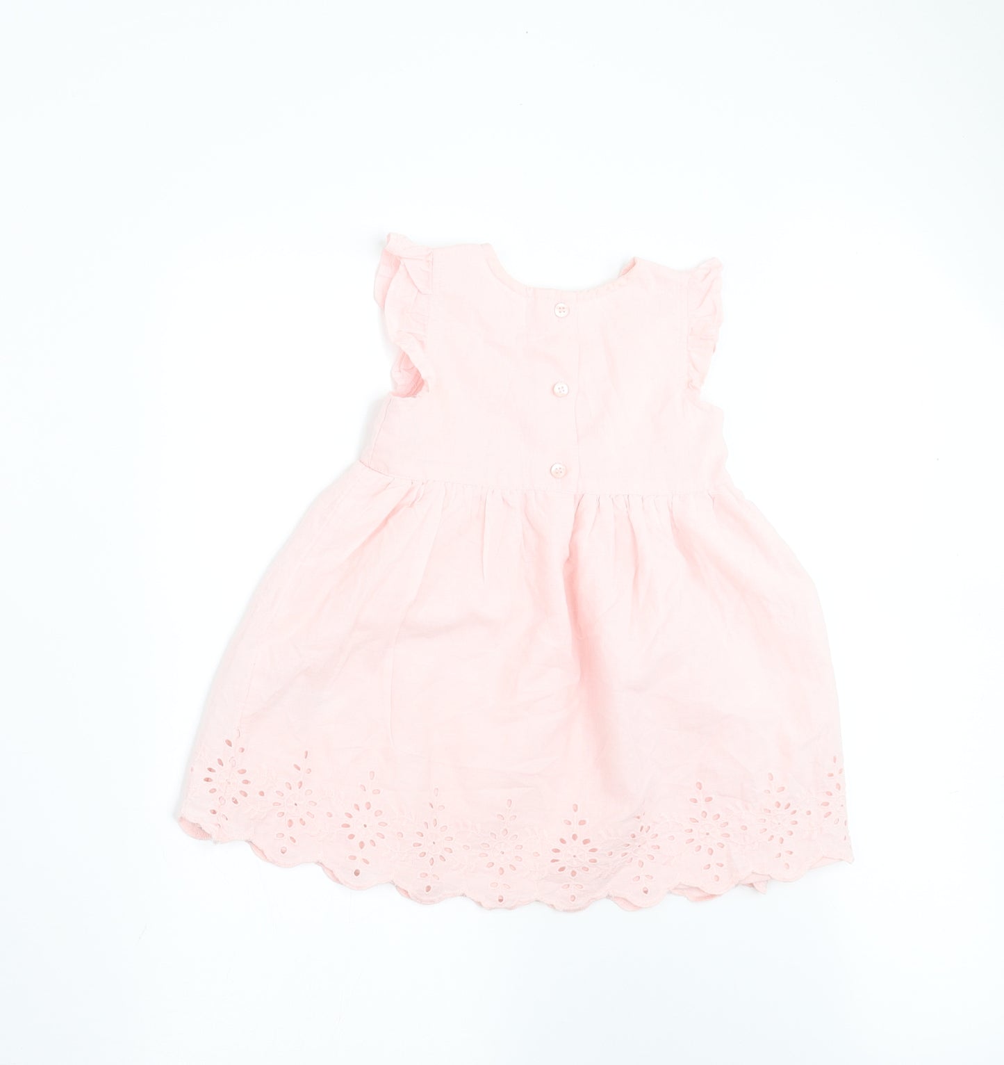 Lullaby Girls Pink Floral  Fit & Flare  Size 9-12 Months  - crochet detail