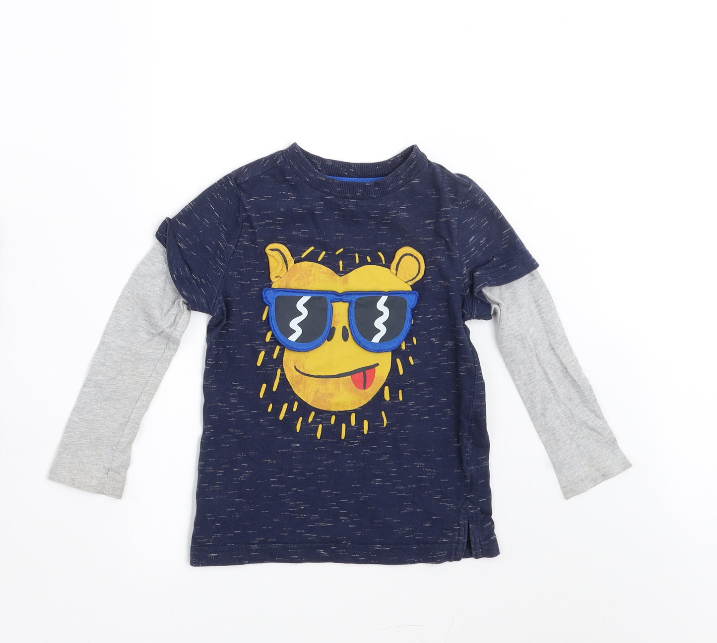 F&F Boys Blue   Basic T-Shirt Size 18-24 Months  - animal face
