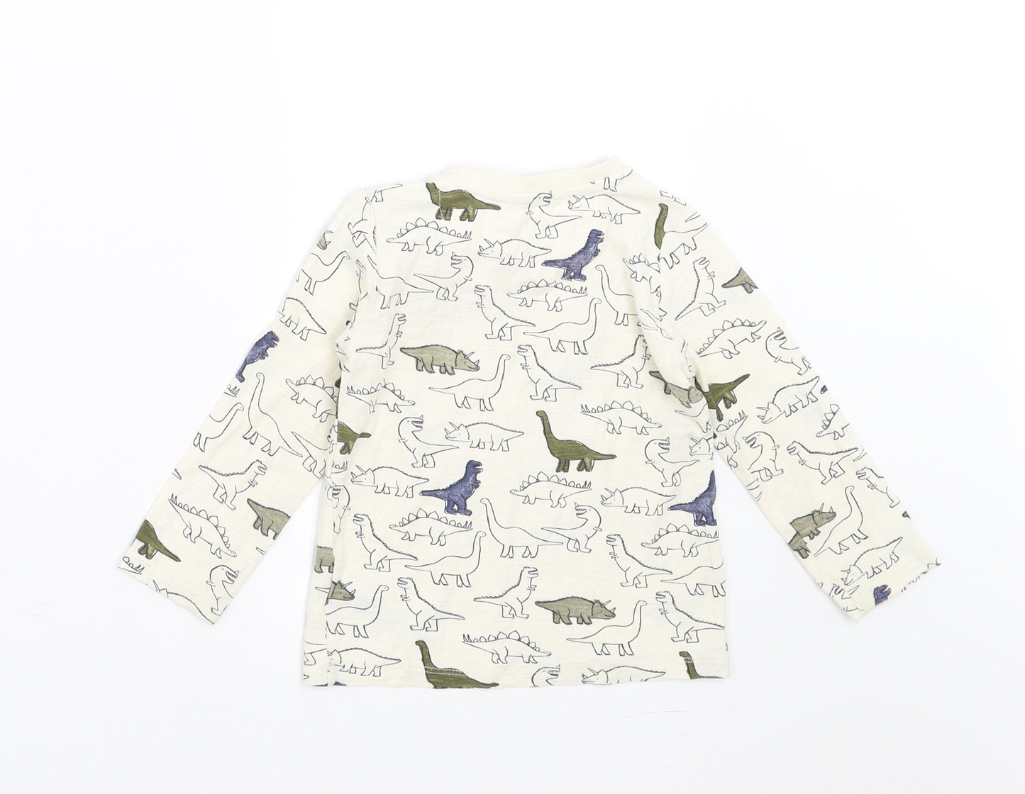 Mothercare Boys Ivory   Basic T-Shirt Size 9-12 Months  - dinosaurs