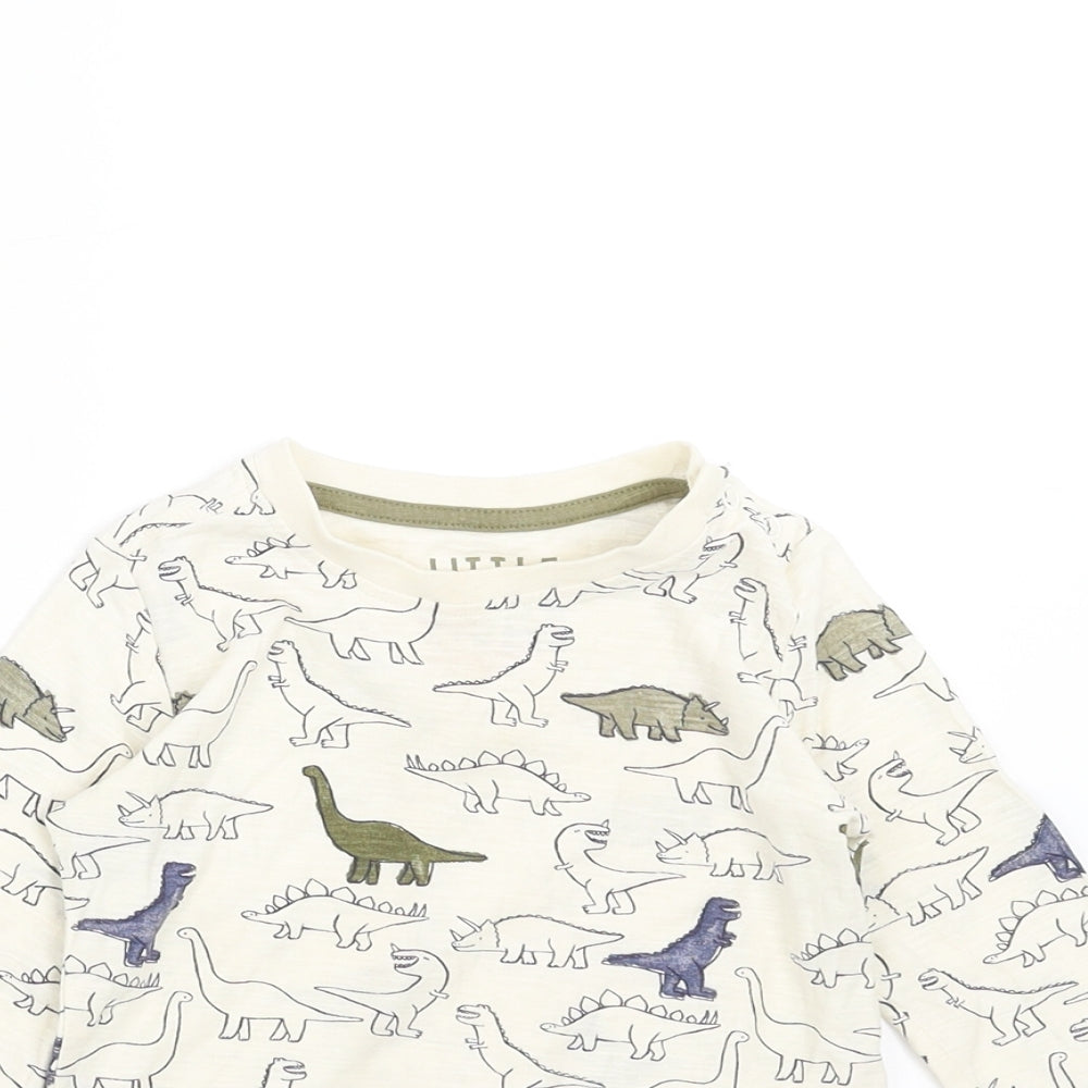 Mothercare Boys Ivory   Basic T-Shirt Size 9-12 Months  - dinosaurs