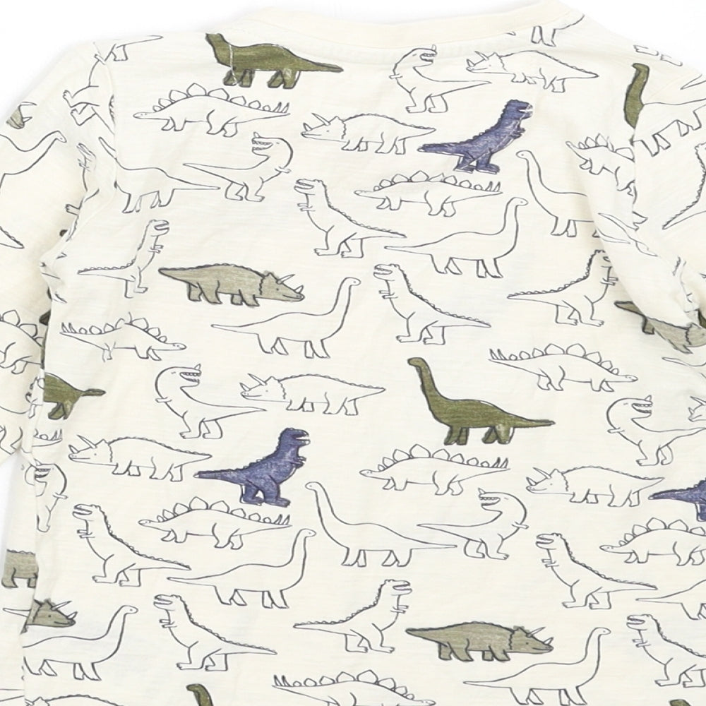 Mothercare Boys Ivory   Basic T-Shirt Size 9-12 Months  - dinosaurs