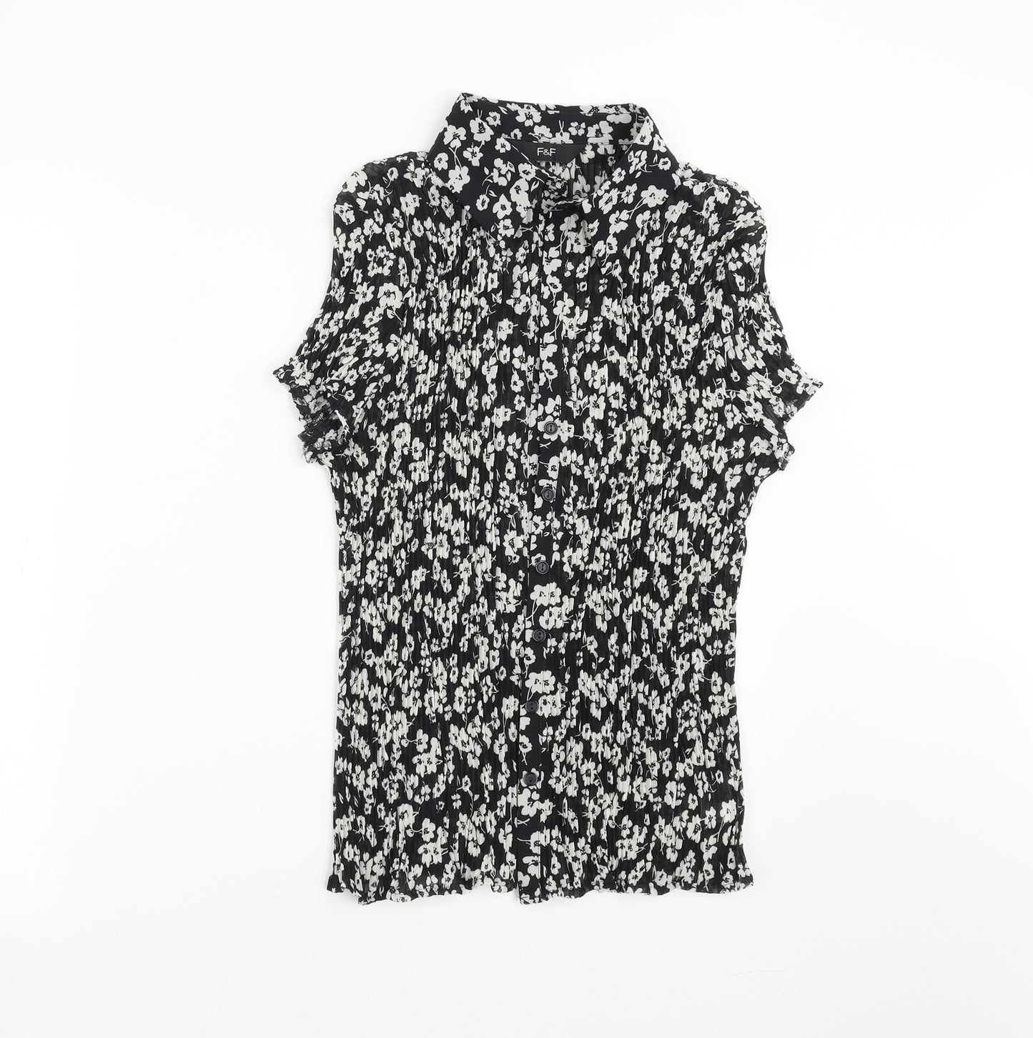 F&F Womens Black Floral  Basic Blouse Size 16
