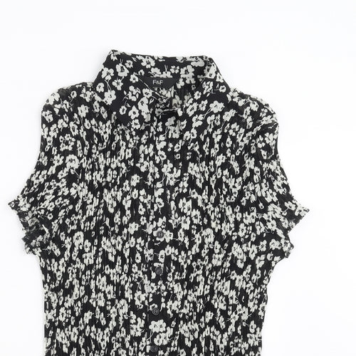 F&F Womens Black Floral  Basic Blouse Size 16