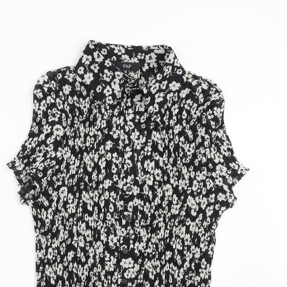 F&F Womens Black Floral  Basic Blouse Size 16