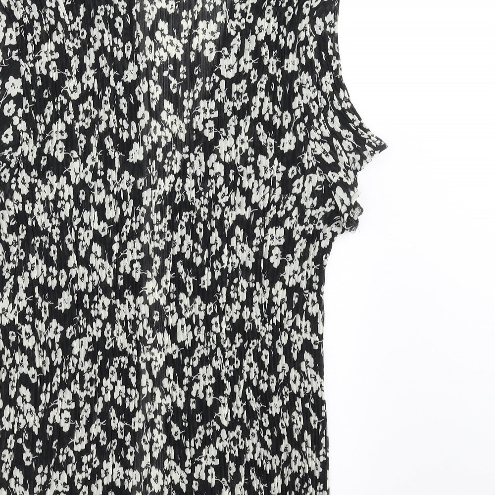 F&F Womens Black Floral  Basic Blouse Size 16