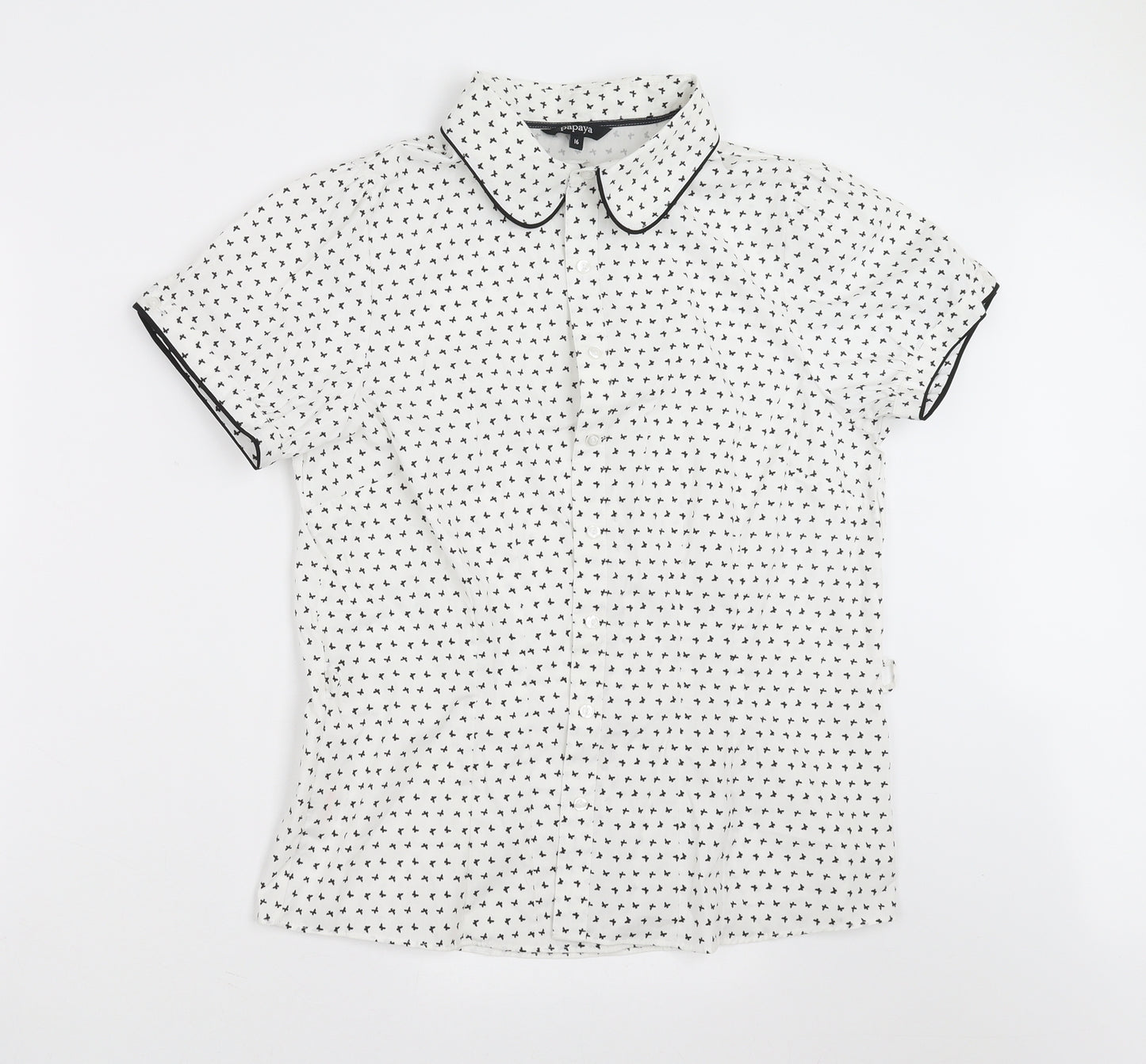 Papaya Womens White   Basic Blouse Size 16  - butterflies