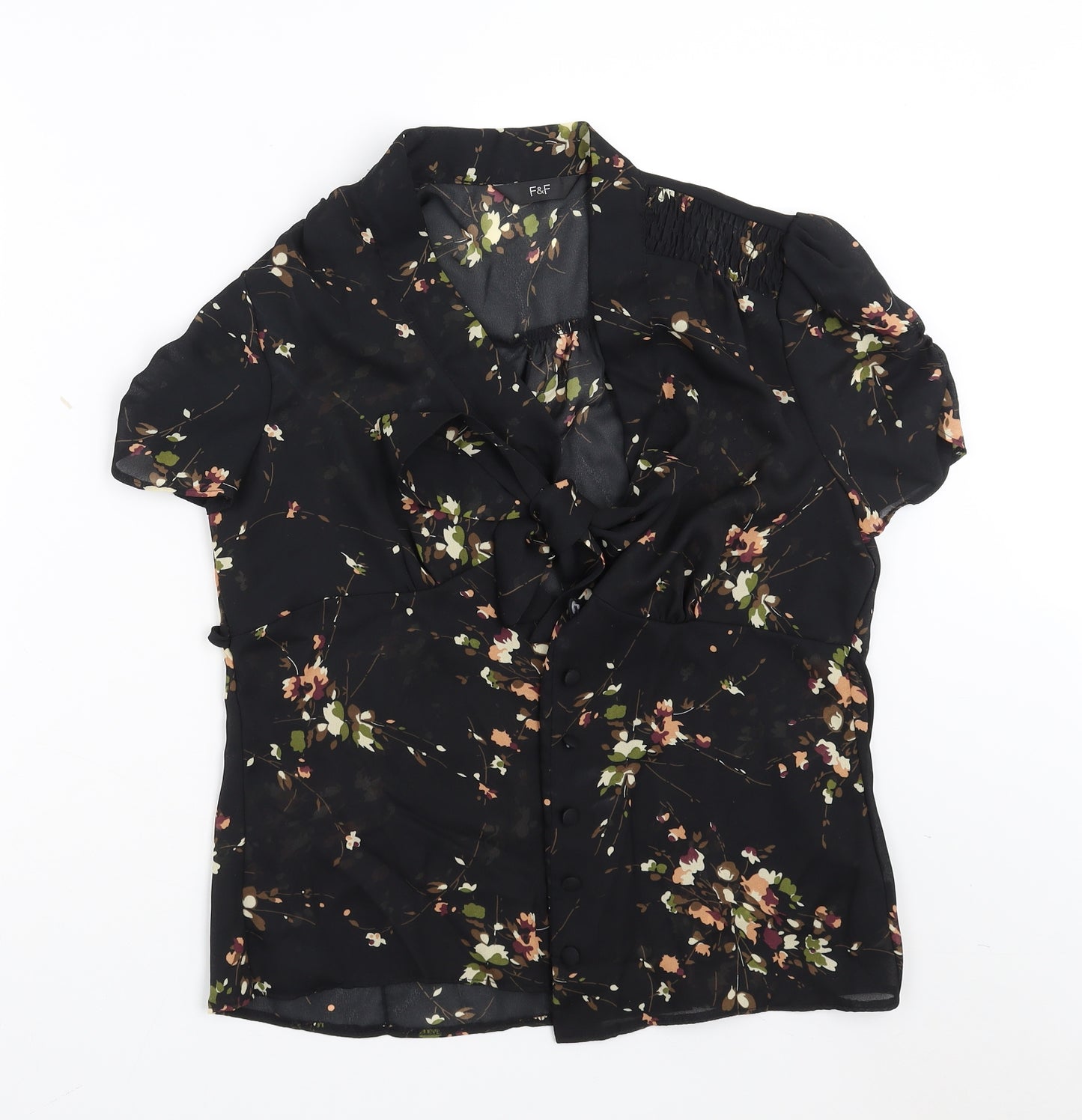 F&F  Womens Black Floral  Basic Blouse Size 16