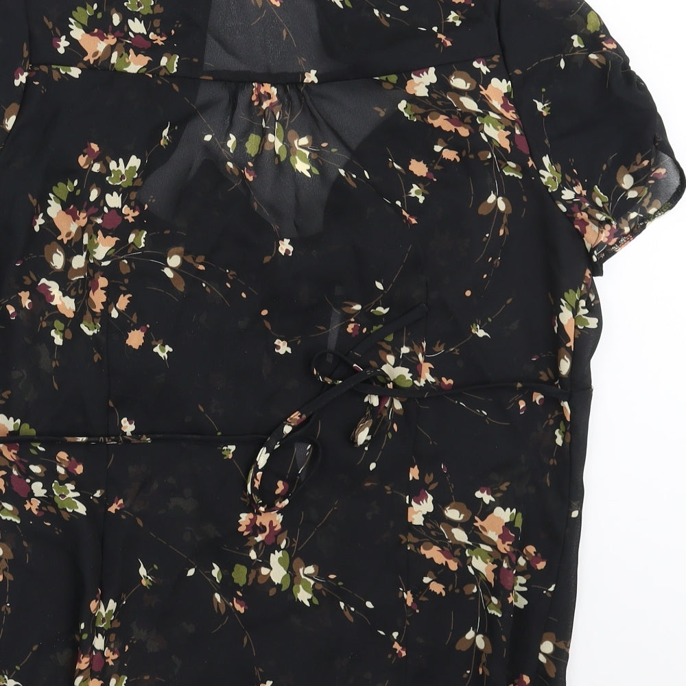 F&F  Womens Black Floral  Basic Blouse Size 16