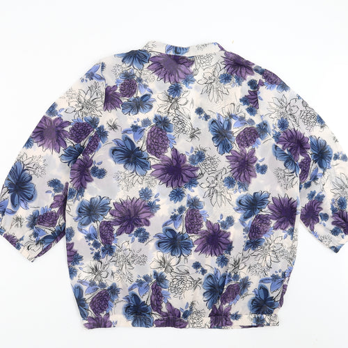 Originals Womens Blue Floral  Basic Blouse Size 16  - sheer
