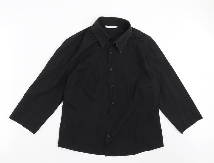 AMARANTO Womens Black Basic Button-Up Size 16