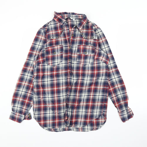 New Look Womens Blue Plaid  Basic Button-Up Size 12