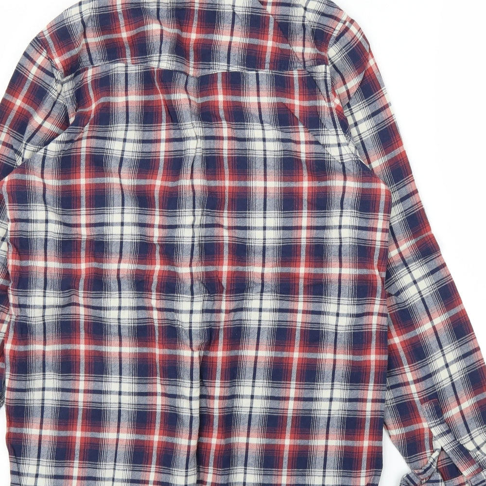 New Look Womens Blue Plaid  Basic Button-Up Size 12