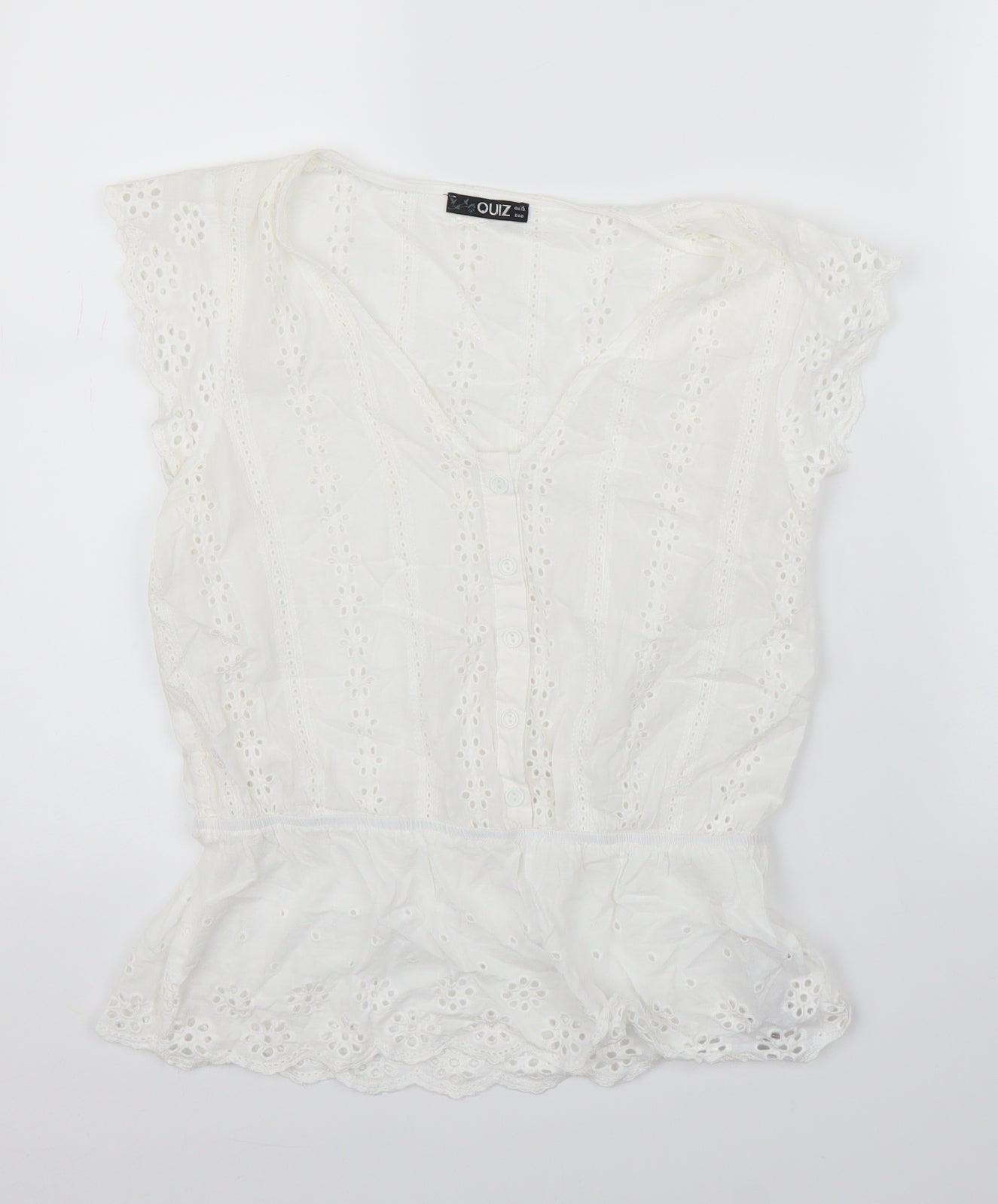 Quiz Womens White Floral  Basic Blouse Size 12