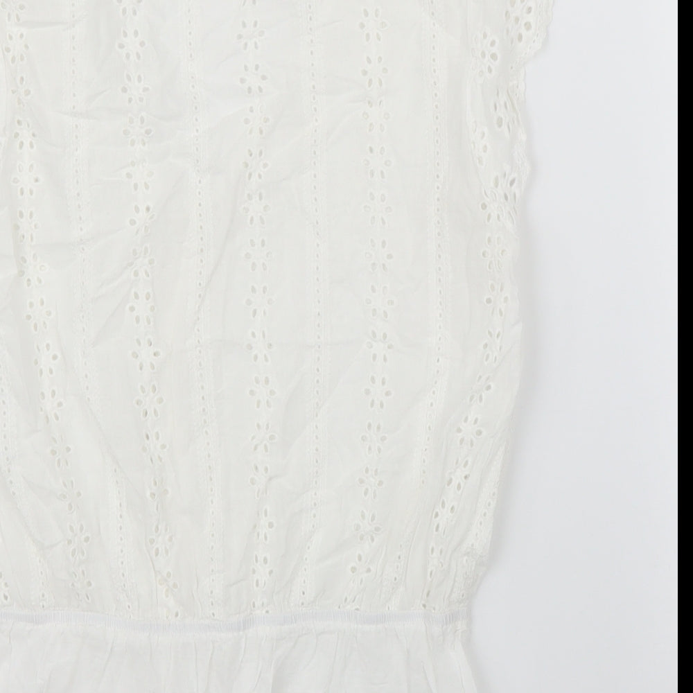 Quiz Womens White Floral  Basic Blouse Size 12