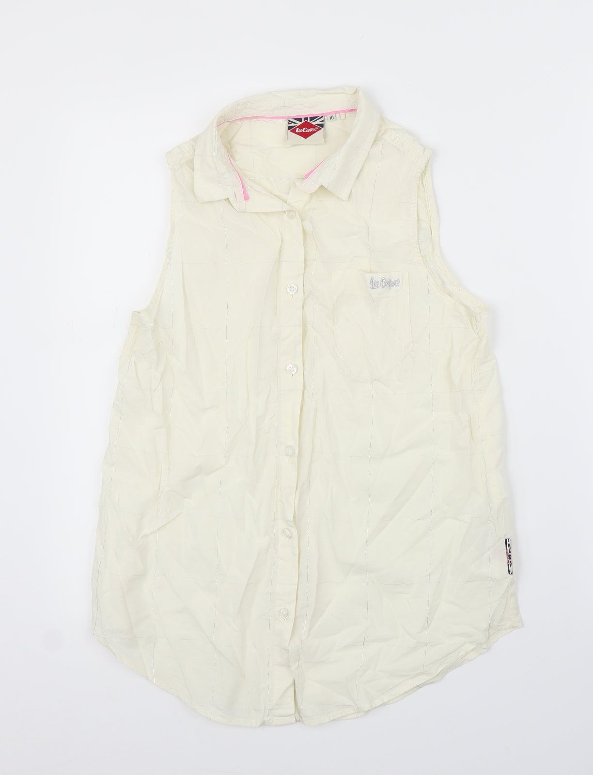 Lee Cooper Womens Ivory Check  Basic Blouse Size 10