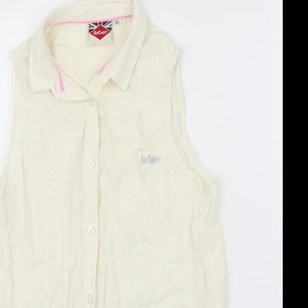 Lee Cooper Womens Ivory Check  Basic Blouse Size 10