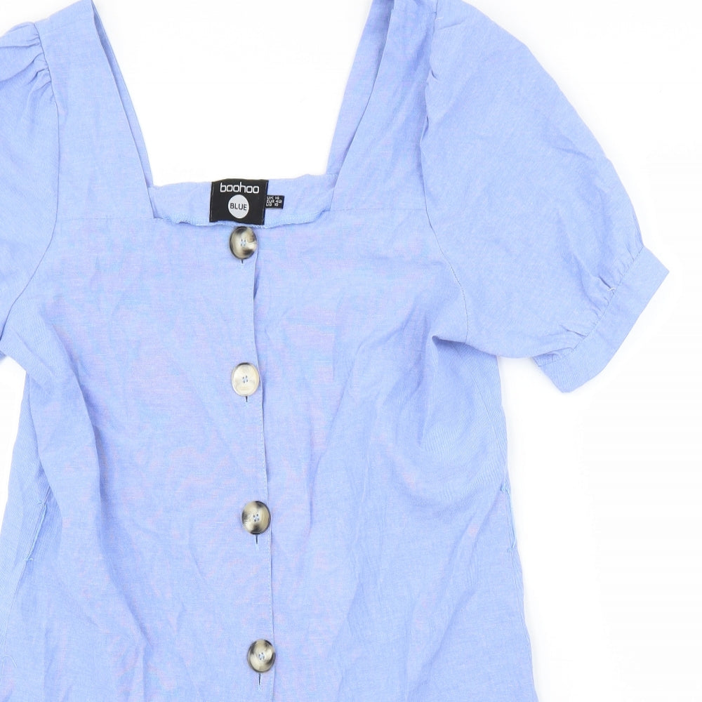 Boohoo Womens Blue   Shirt Dress  Size 14