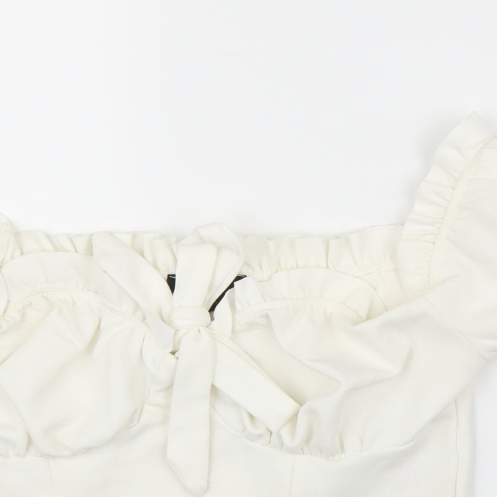 New Look Womens White   Cropped Blouse Size 10