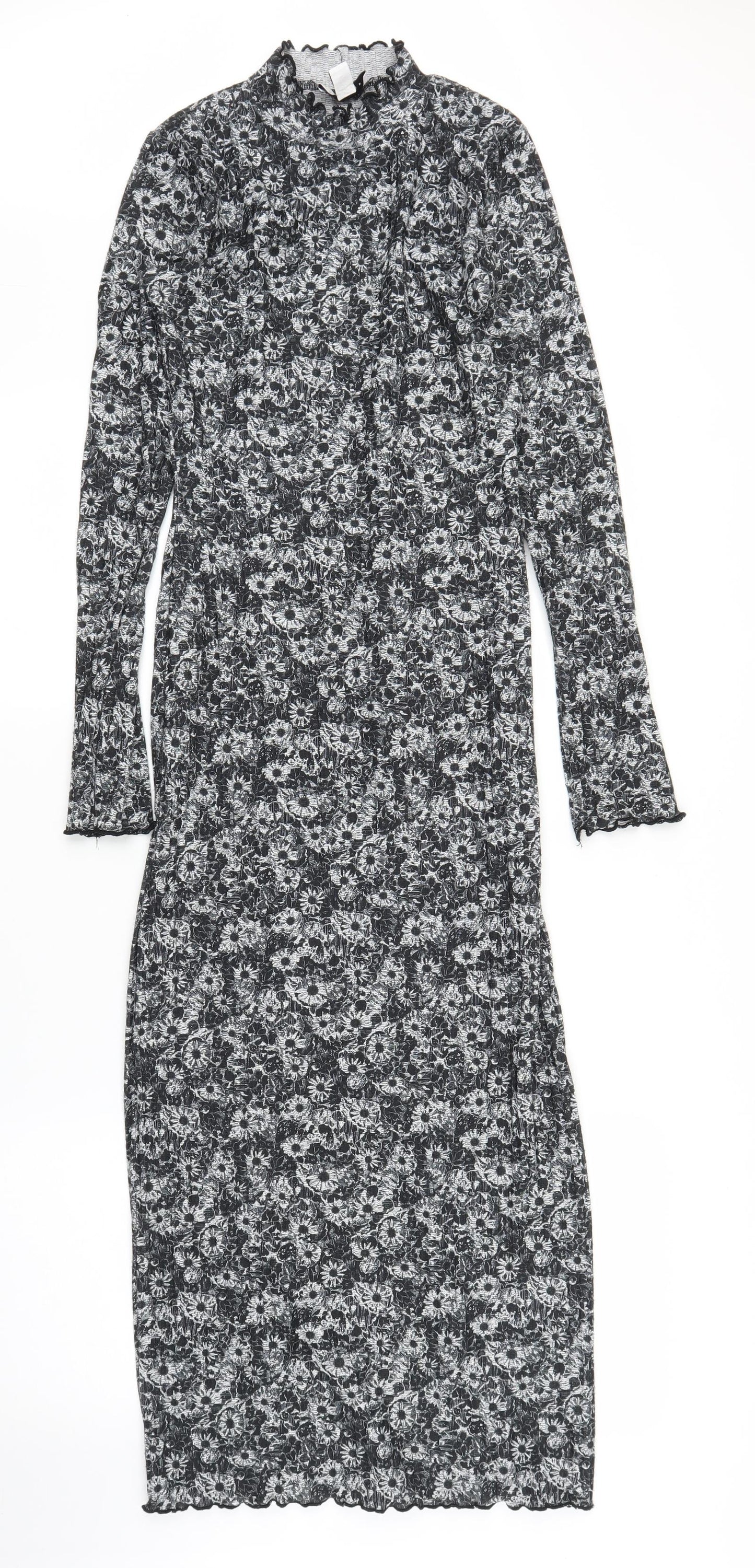 Topshop Womens Grey Floral  A-Line  Size 8