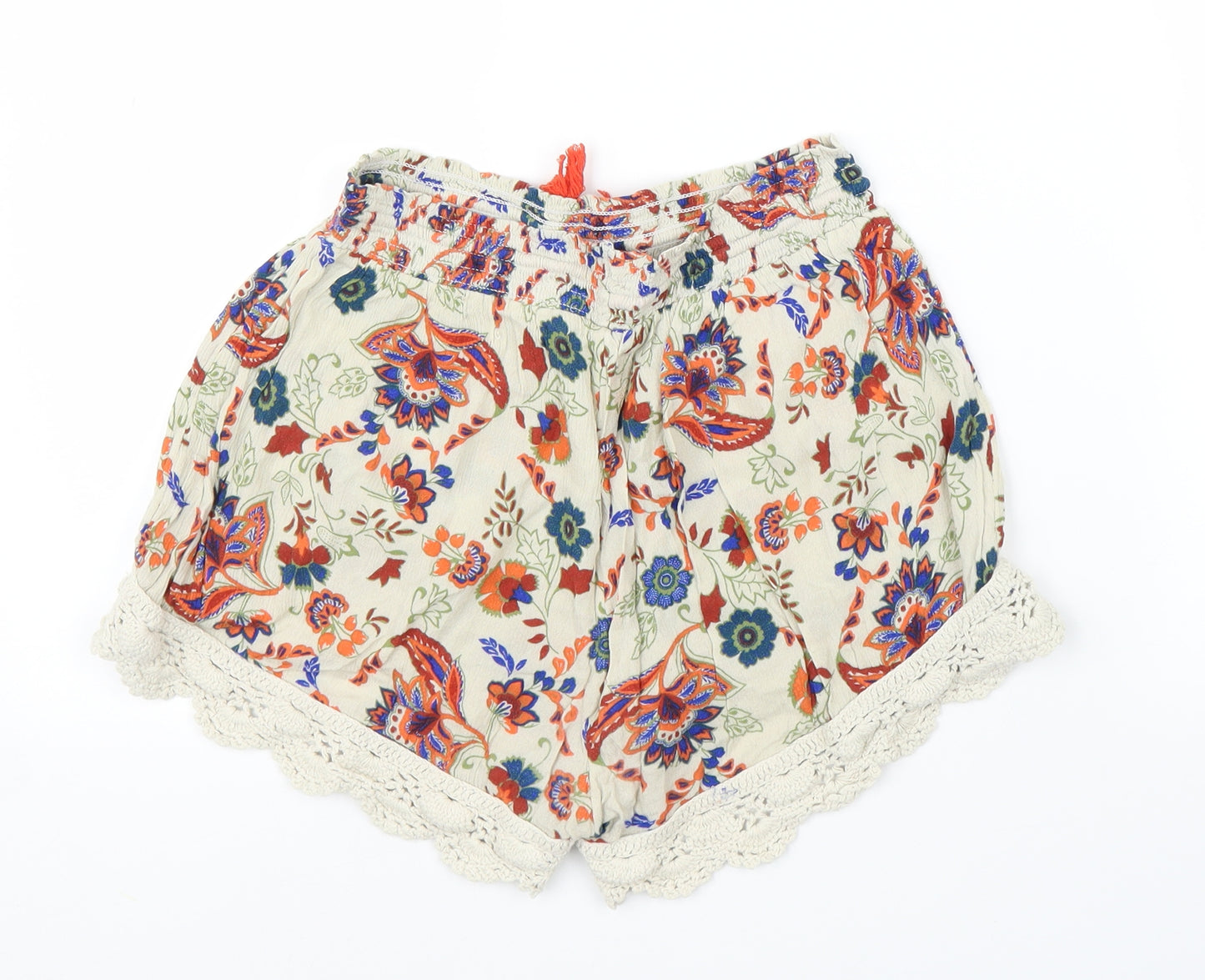 TU Womens Beige Paisley  Cut-Off Shorts Size 10