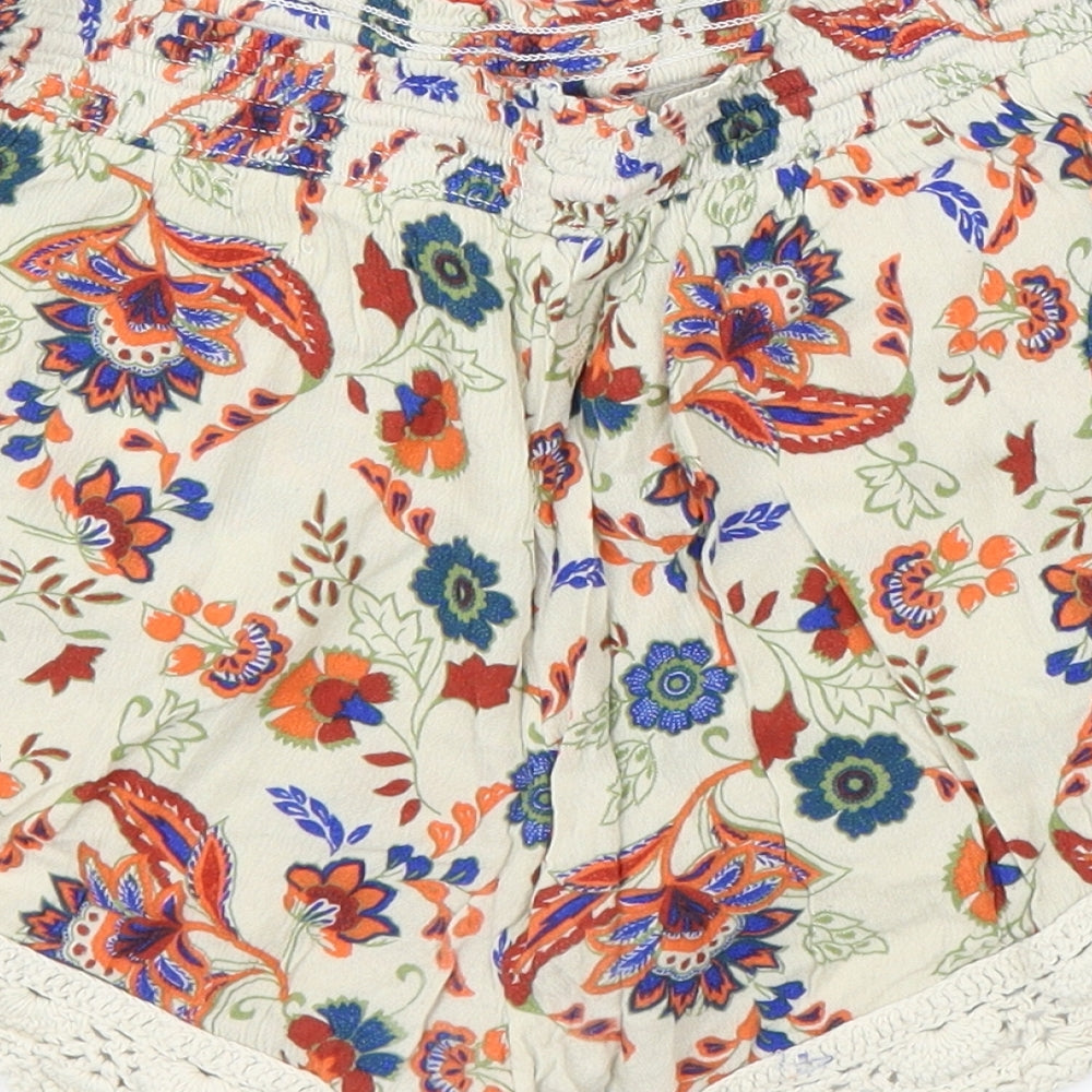 TU Womens Beige Paisley  Cut-Off Shorts Size 10