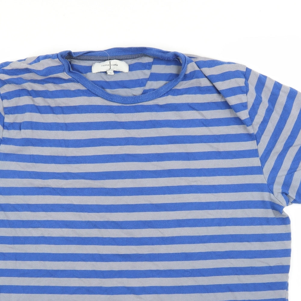 Jasper Conran Mens Blue Striped   T-Shirt Size L