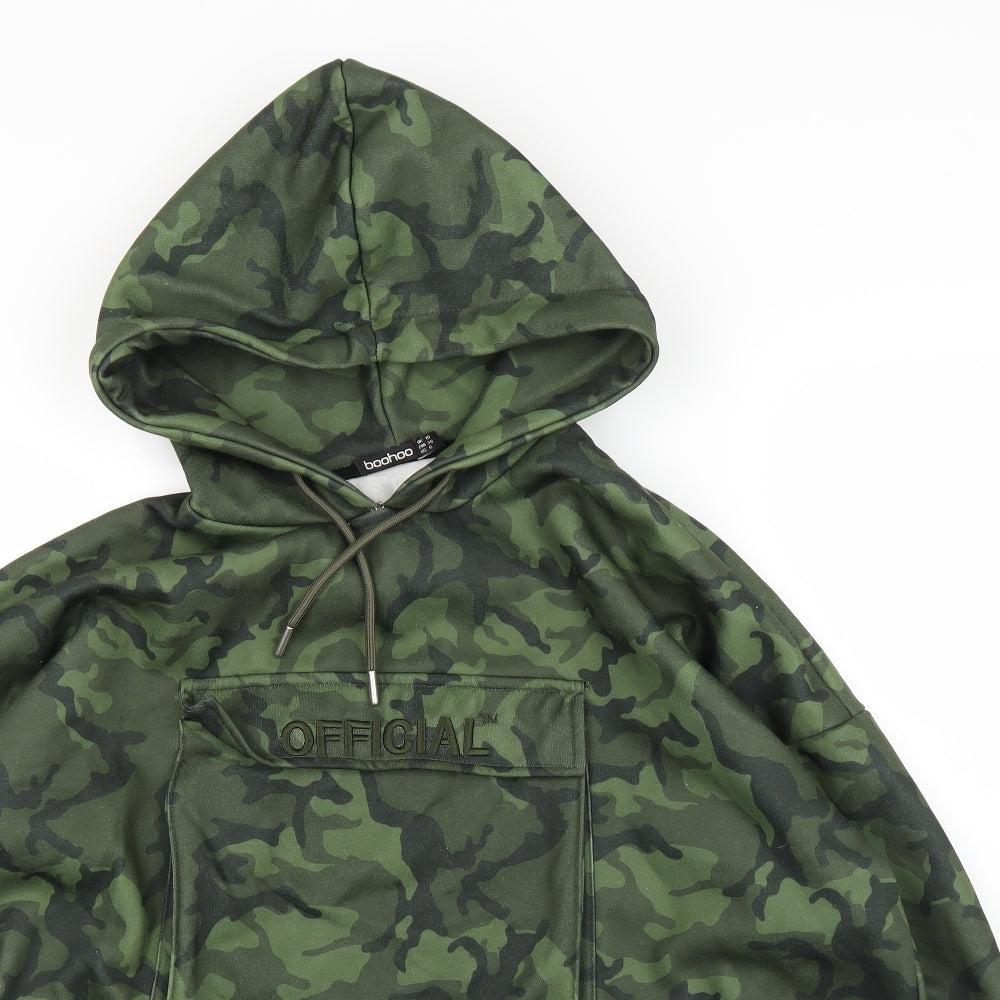 Boohoo Womens Green Camouflage  Pullover Hoodie Size 10