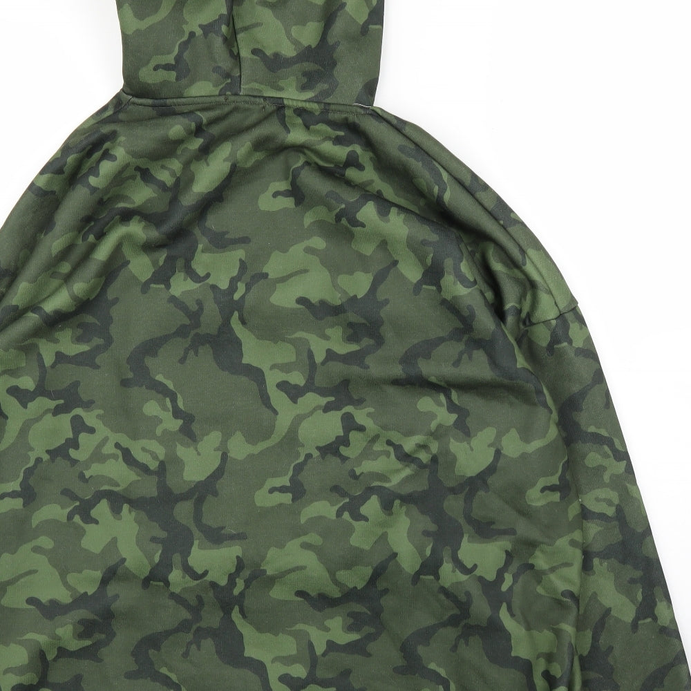 Boohoo Womens Green Camouflage  Pullover Hoodie Size 10