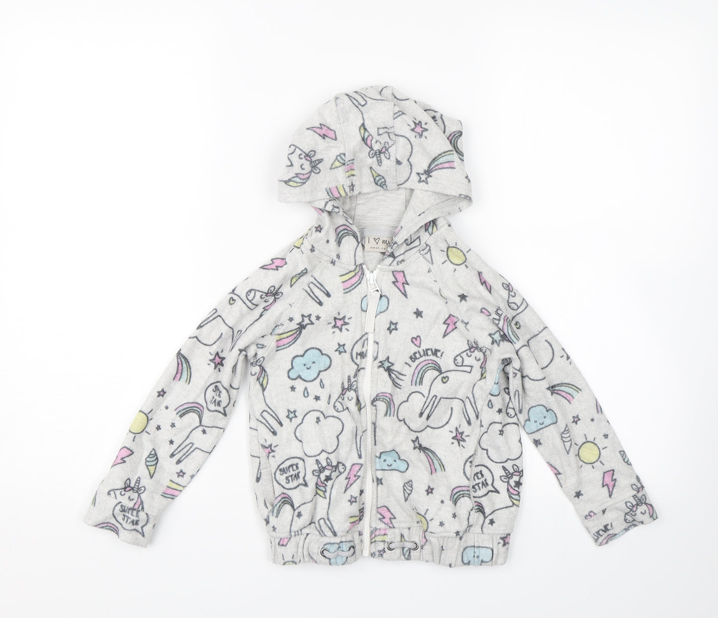 NEXT Girls Grey Geometric  Full Zip Hoodie Size 5 Years