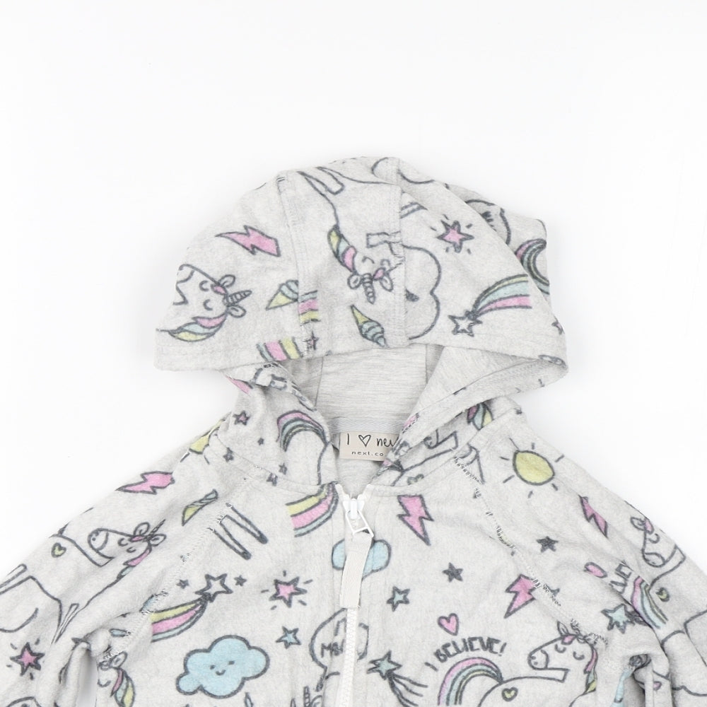 NEXT Girls Grey Geometric  Full Zip Hoodie Size 5 Years