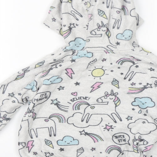 NEXT Girls Grey Geometric  Full Zip Hoodie Size 5 Years