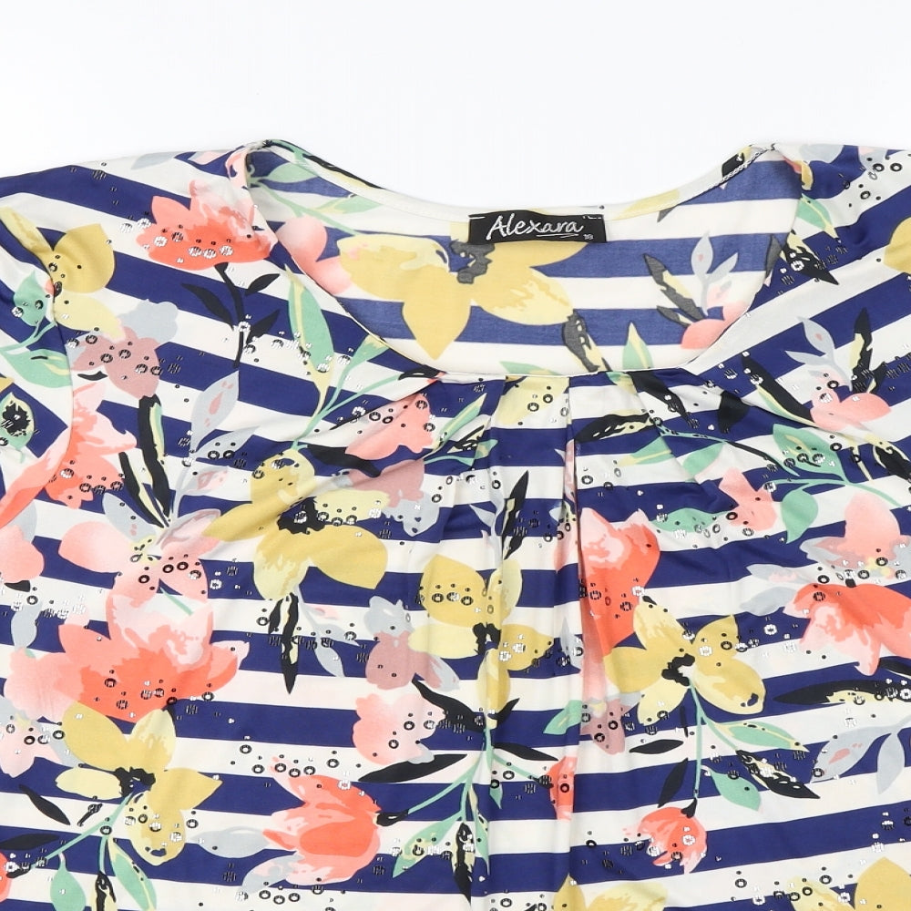 Alexara Womens Multicoloured Striped  Basic T-Shirt Size 18  - Summer