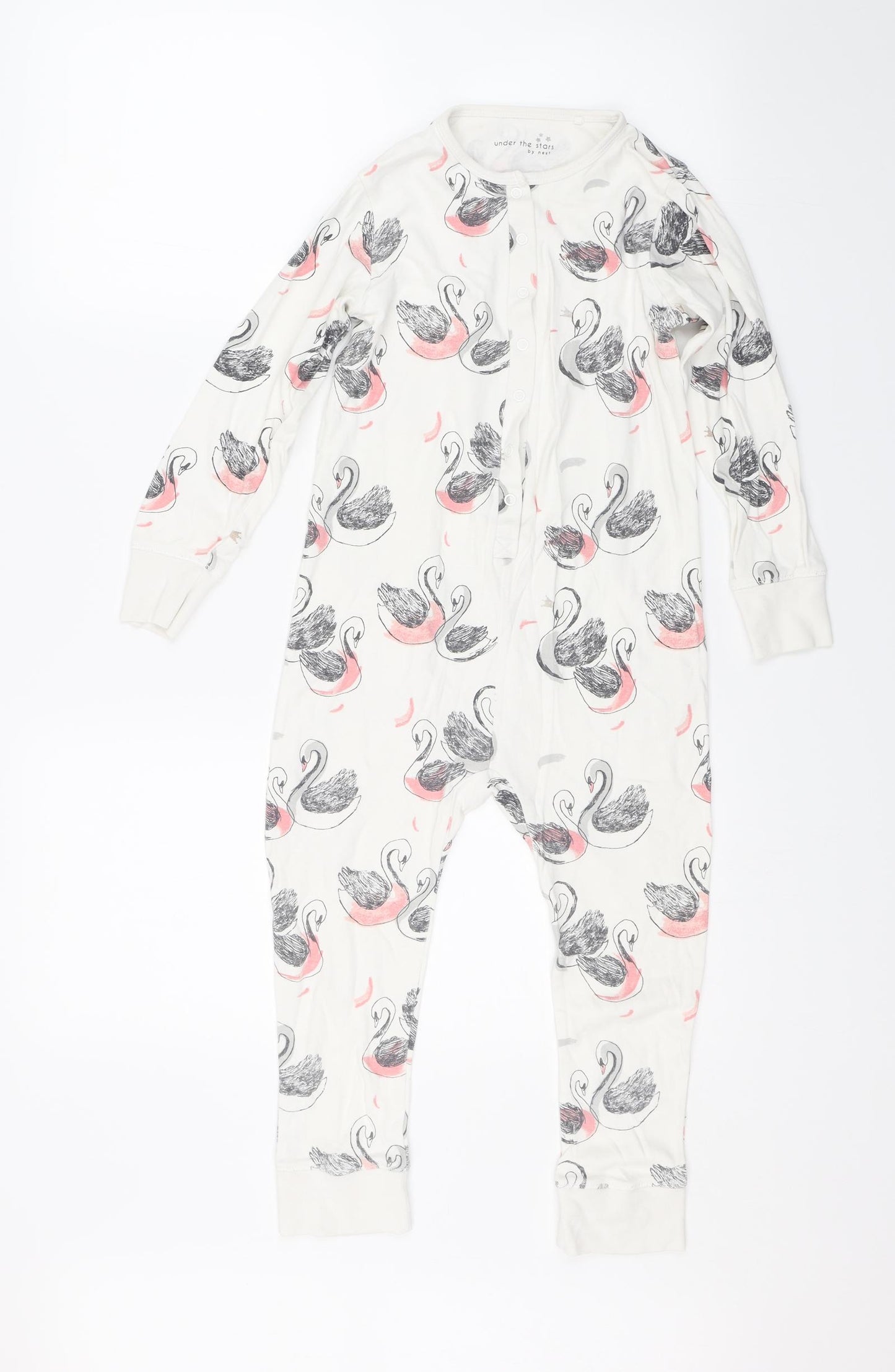 NEXT Girls White Animal Print  Cami Bodysuit Size 7-8 Years  - Swans