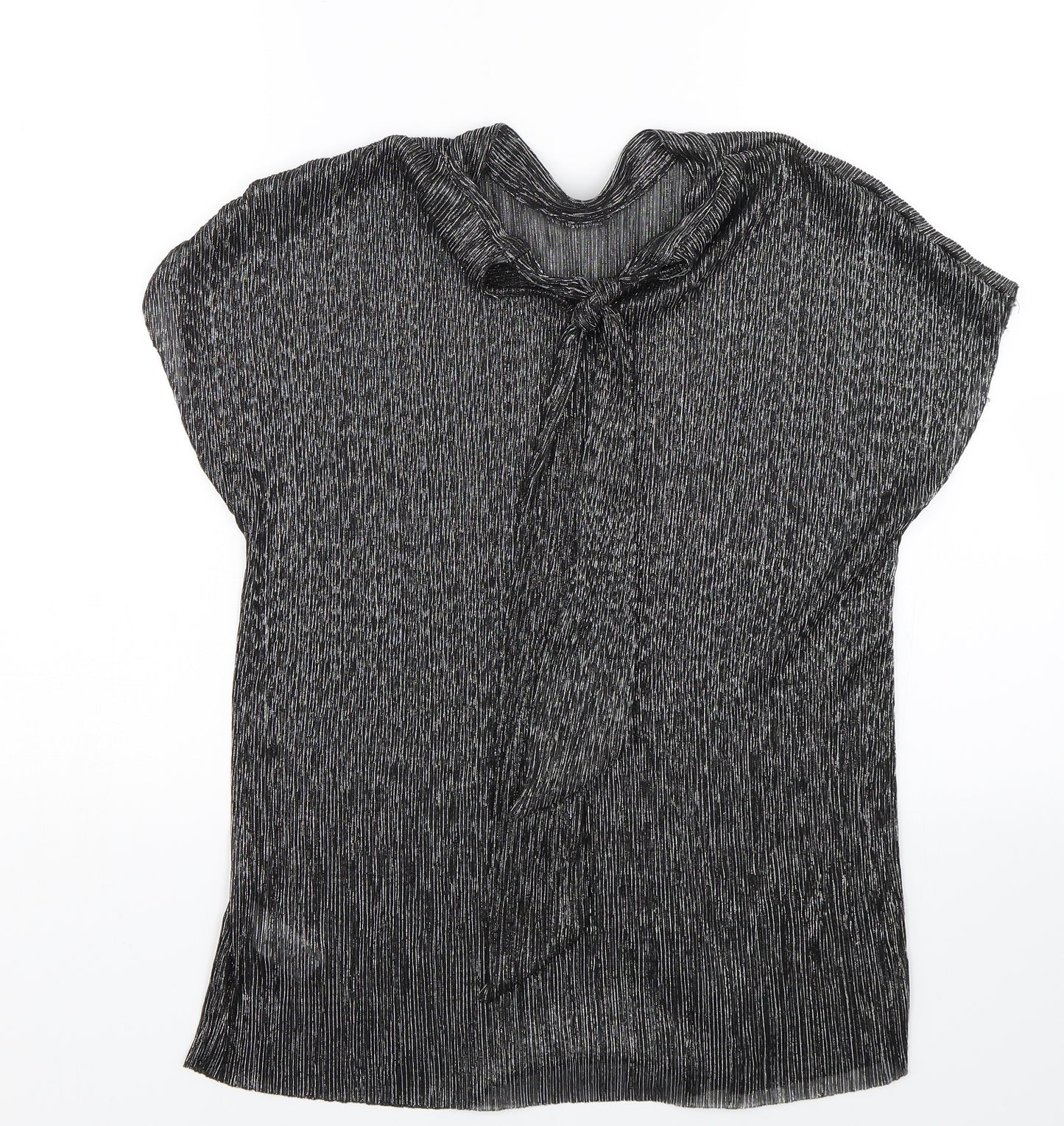 NEXT Womens Black Striped  Basic Blouse Size L  - transparent