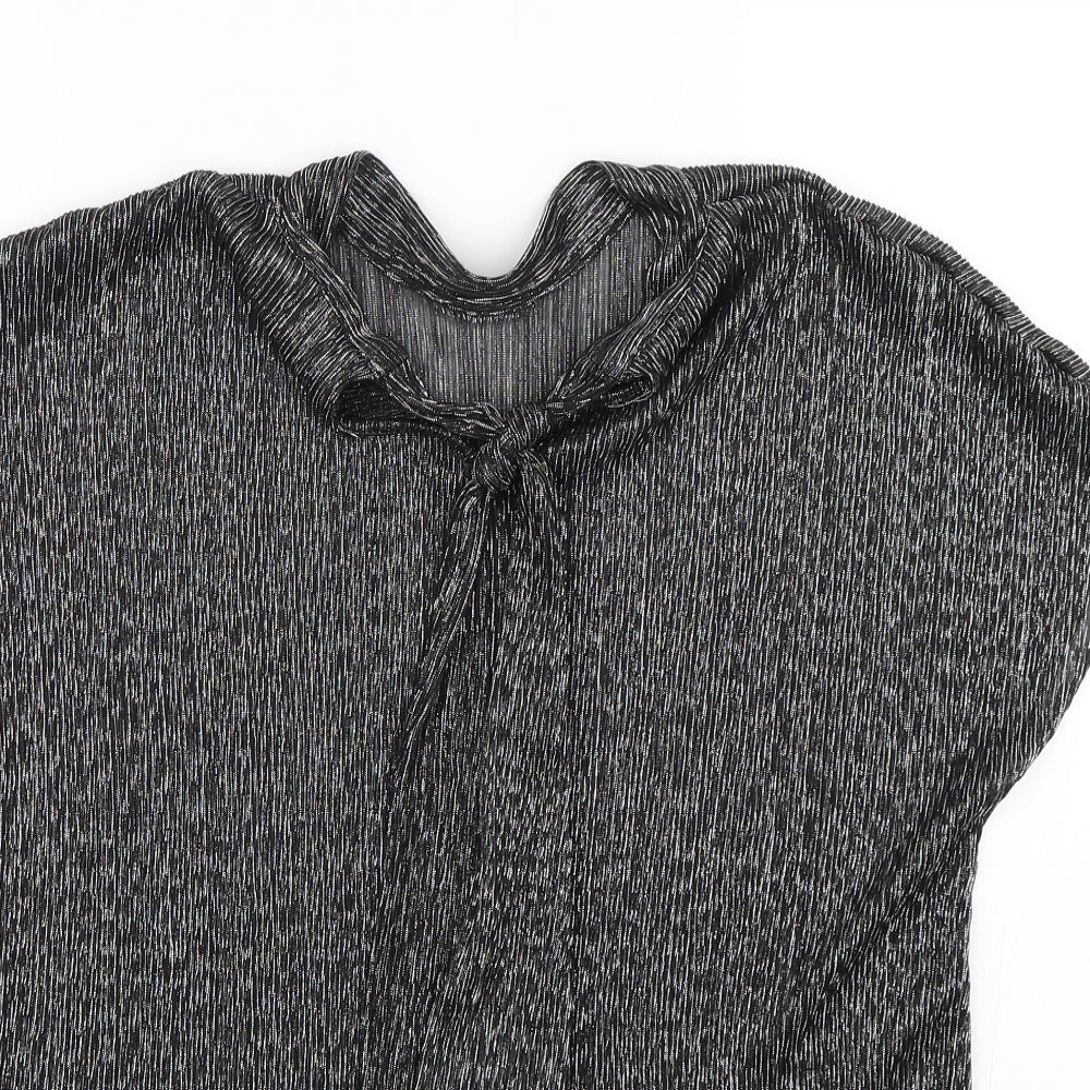 NEXT Womens Black Striped  Basic Blouse Size L  - transparent