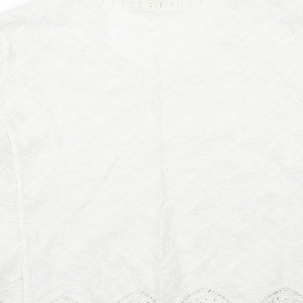 falmer Womens White Floral Lace Basic T-Shirt Size 18