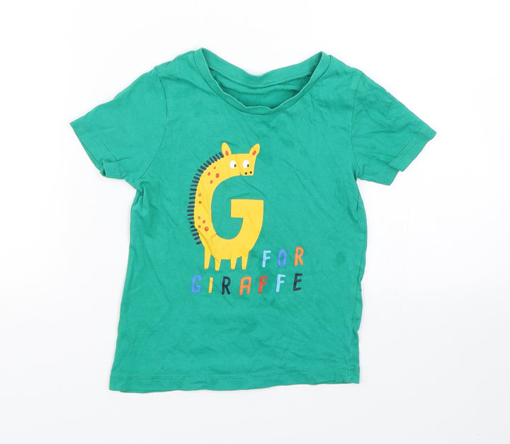 George Boys Green   Basic T-Shirt Size 4-5 Years  - Giraffe