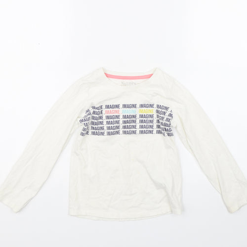 Nutmeg Girls White   Basic T-Shirt Size 6-7 Years