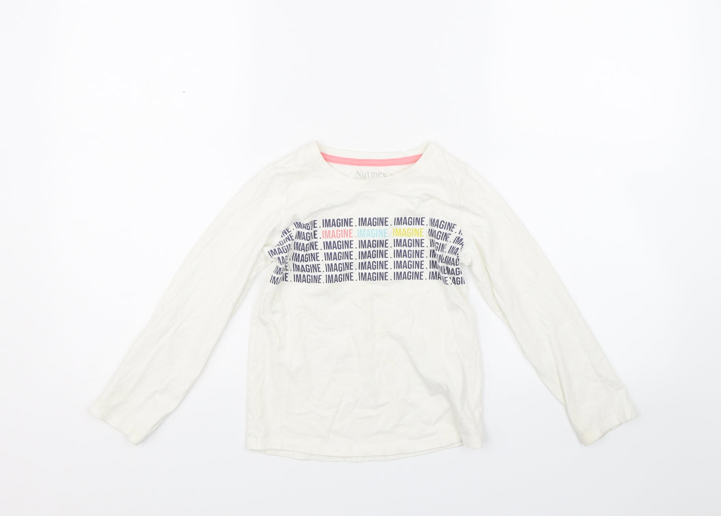Nutmeg Girls White   Basic T-Shirt Size 6-7 Years