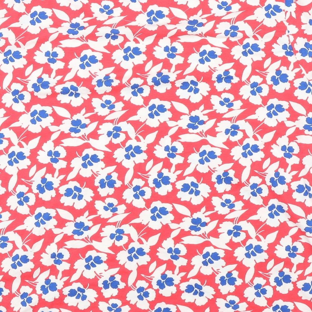 M&S Womens Red Floral  Basic T-Shirt Size 18  - Summer