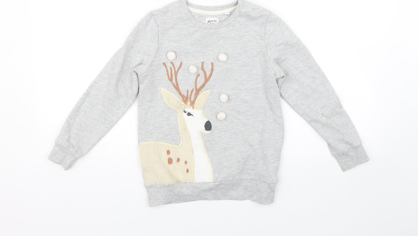 Debenhams Girls Grey   Pullover Jumper Size 7-8 Years  - Deer