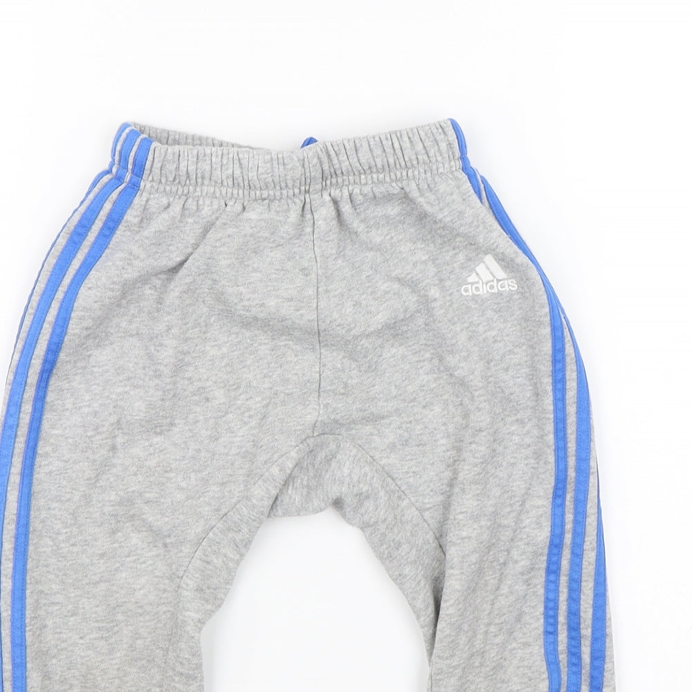 adidas Boys Grey Striped  Jogger Trousers Size 3-4 Years